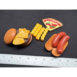 Plastic Play Food Set For Kids - Burger Fries Pizza Hot Dogs